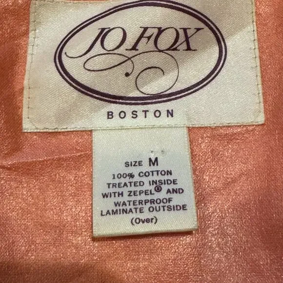 Vintage Jo Fox Boston Teal and Peach Shimmer Belted Trench Rain Coat Size Medium - Picture 7 of 8